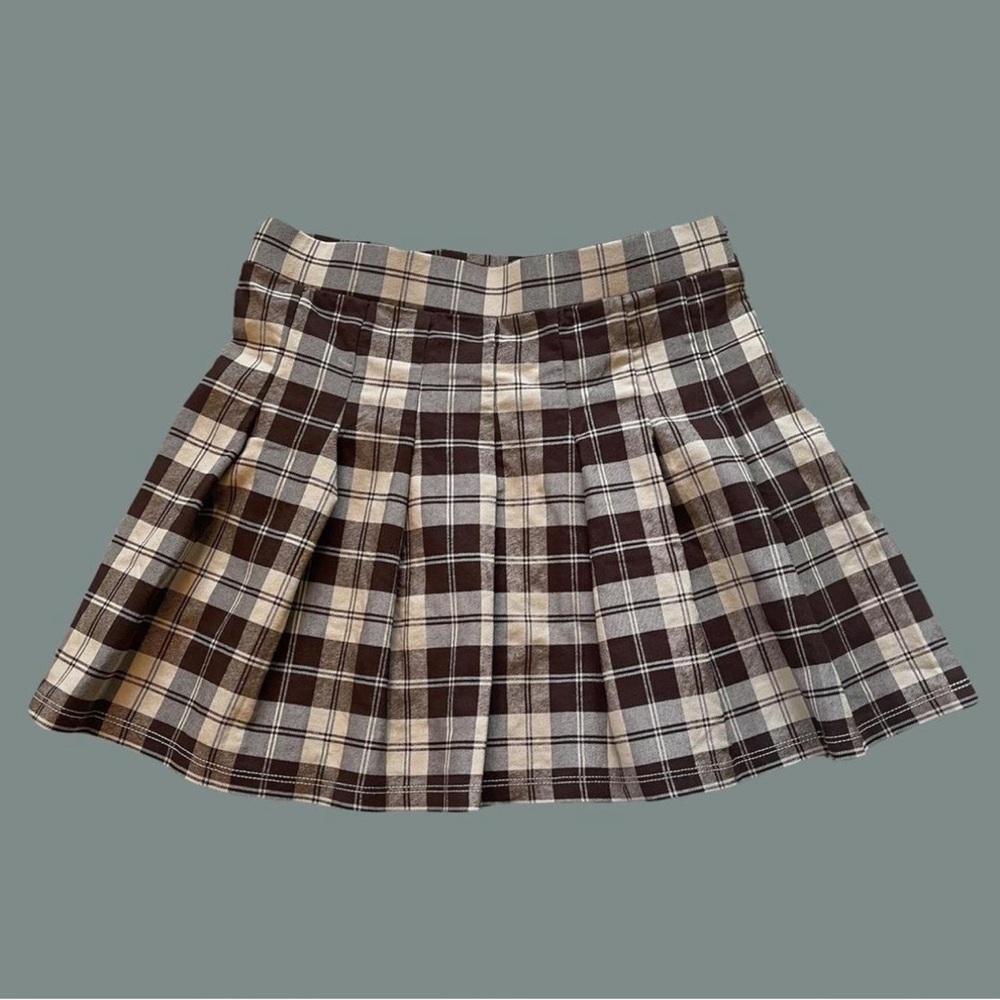 brown plaid pleated tennis skirt